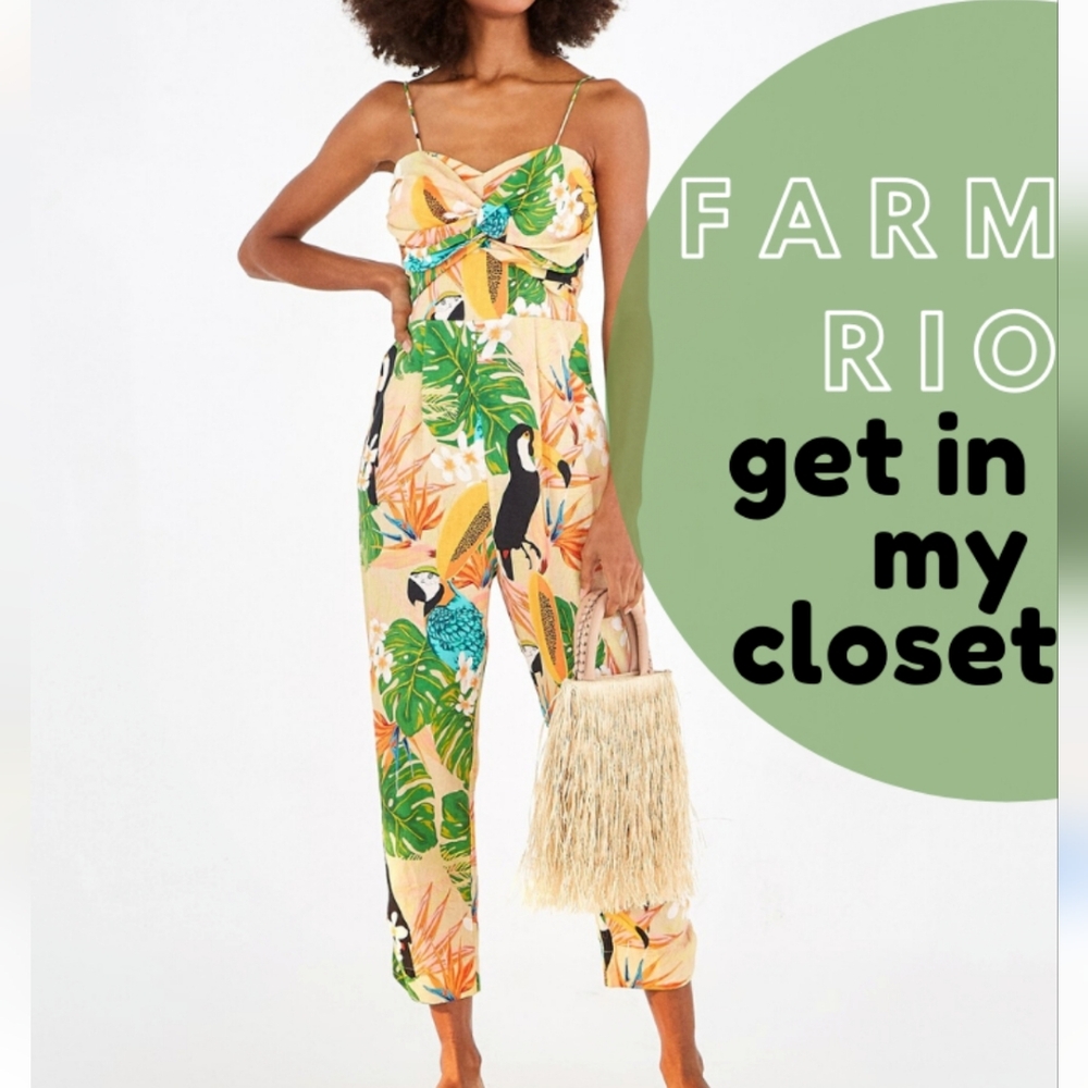 FARM Rio Orange Jumpsuit Vibrant Tropical Print